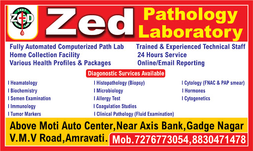 ZED Pathology Laboratory, SH242, Gadge Nagar, Amravati, Maharashtra 444604, India, Medical_Examiner, state MH