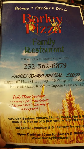 Restaurant «Barley Pizza Family Restaurant», reviews and photos, 1333 N Road St, Elizabeth City, NC 27909, USA