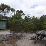 Toilet and table and Kingfisher pool campsite