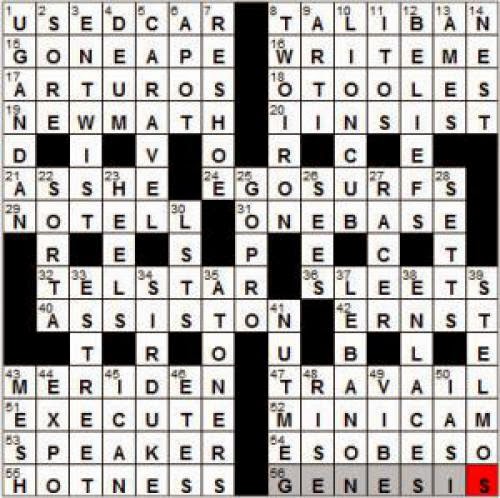 0517 12 New York Times Crossword Answers 17 May 12 Thursday