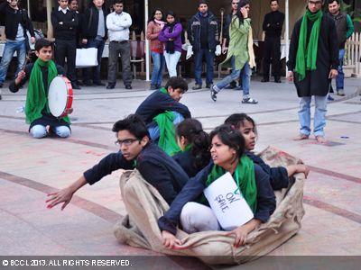 Khalsa college students presented a play on child trafficking at a street play competition at a city mall, where students from seven Delhi University colleges displayed their skills in the capital.