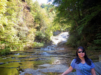 Me wearing my Feast Portland 2013 shirt from Flavour Gallery just a week later after Feast while posing with Buttermilk Falls in New York