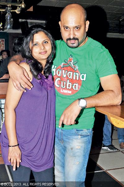 Madhu and Vikram pose during a bash in Hyderabad.