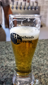 Beer sample at Horseheads Brewing, NY - Chemung Canal Towpath Ale