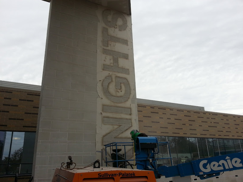 monument carving at ballou high school / Sandblasting Letters Into Concrete