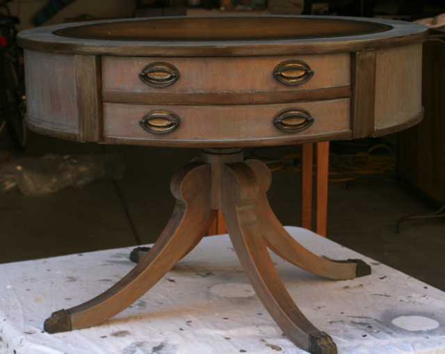 Duncan Phyfe drum table with Restoration Hardware refinish