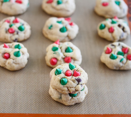 photo of soft chocolate chip cookies on a silpat