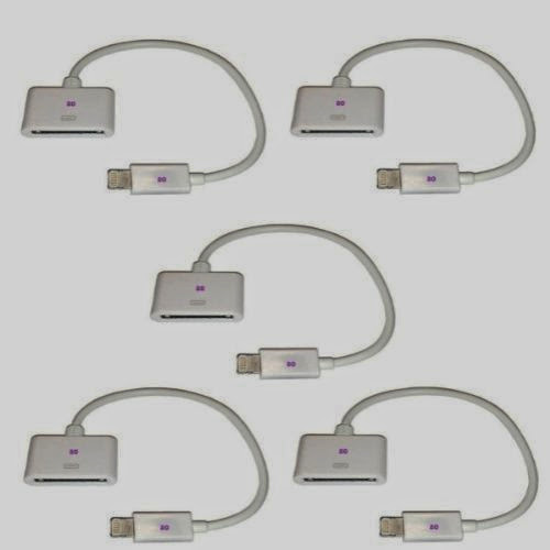  20Tech 5x iPhone 5s/5c/5 Cable Adapter 30 Pin to 8 Pin Data/Sync Charger Adaptor to iPhone 4s/4 also compatible with iPad Mini, iPad  &  iPod