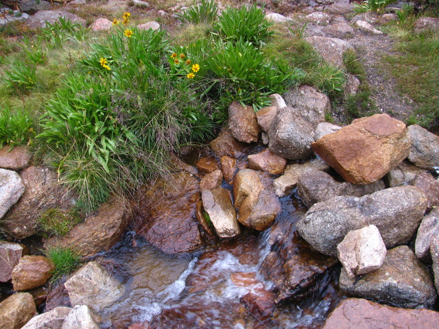 water coming down off the pass