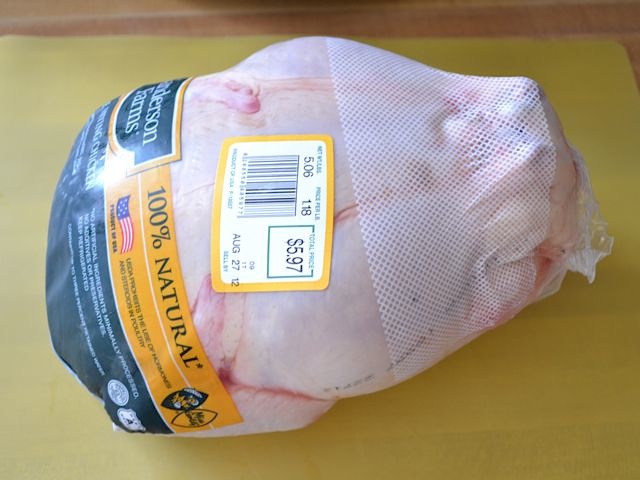 whole raw chicken in packaging 