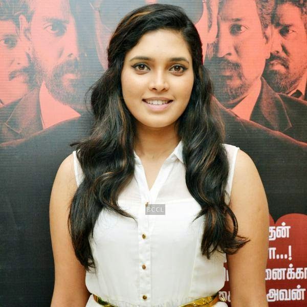 A guest during the press meet of Sathuranga Vettai, held in Chennai.