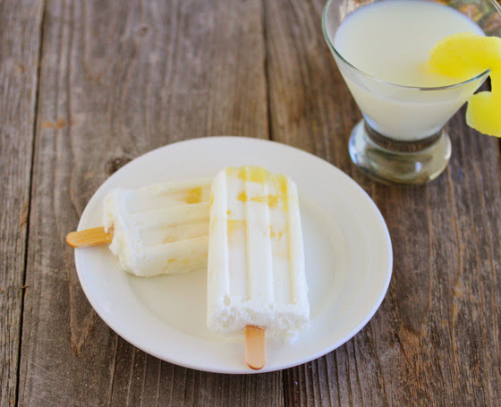 photo of two Piña Colada Ice Pops on a plate