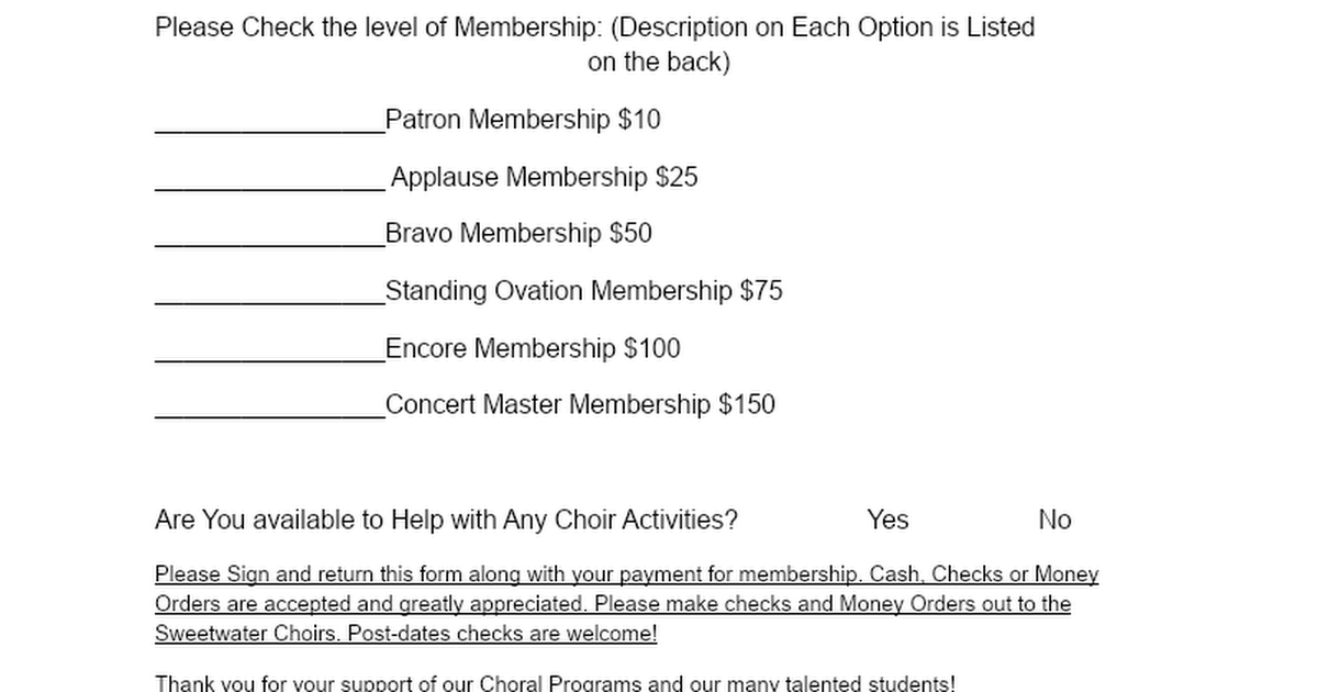 Sweetwater ISD Choral Booster Club Membership.doc