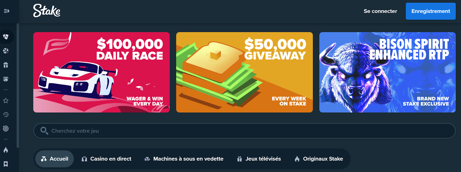 Design du site Stake Casino