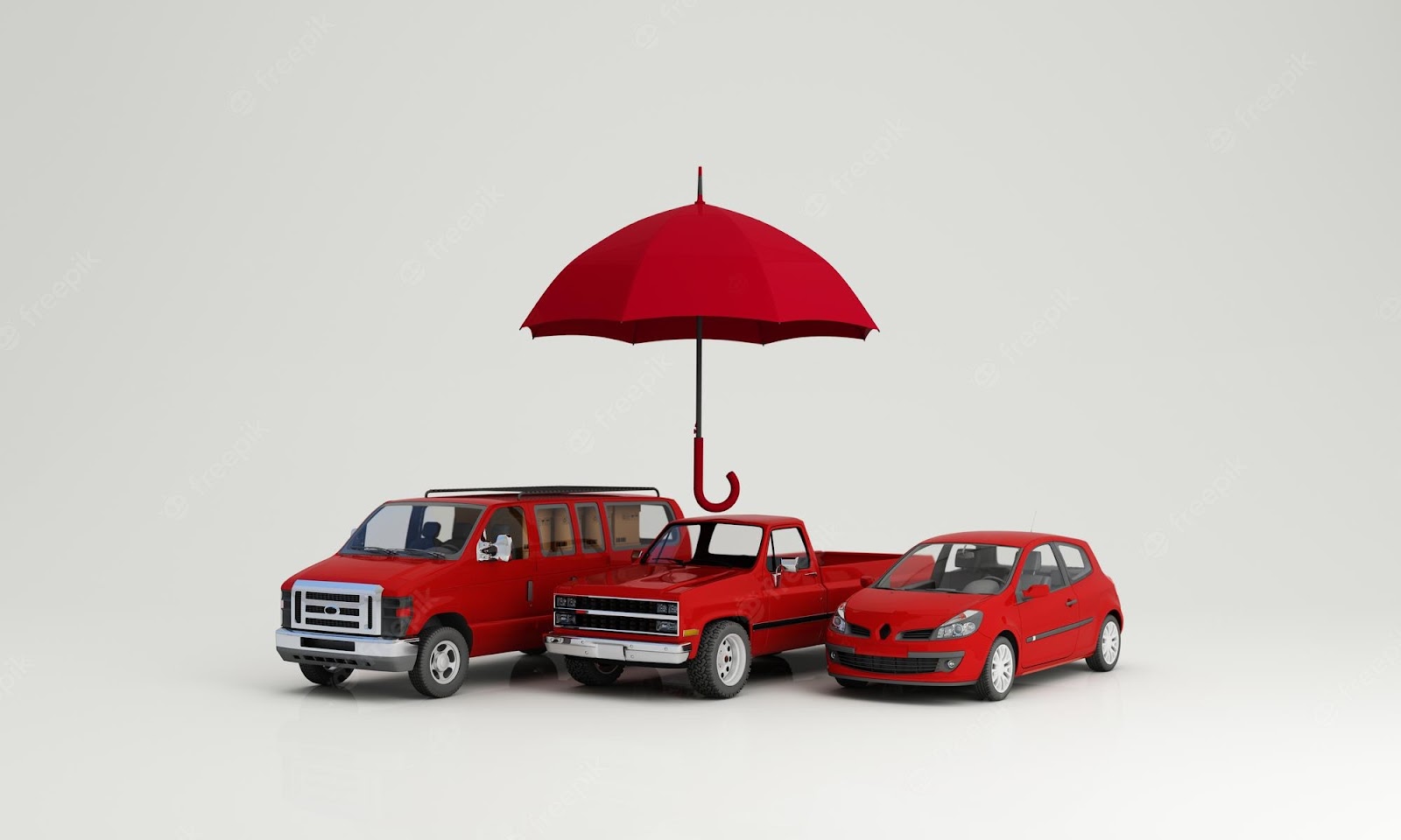 Premium Photo | Car protection and safety assurance concept modern red automobile sedan truck van under white umbrella isolated on white background 3d illustration rendering