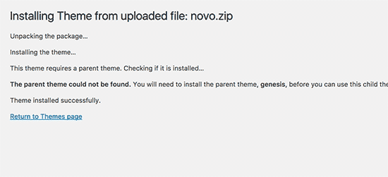 Instalando o tema filho sozinho