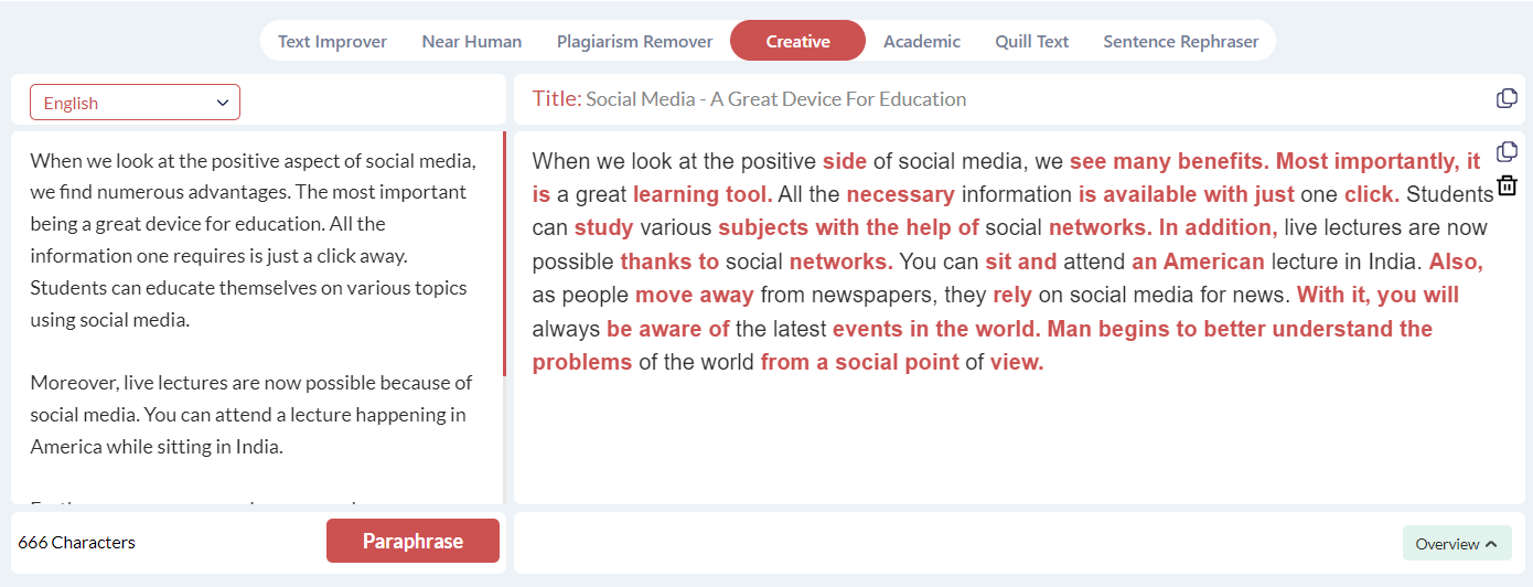 Is Paraphrasingtool.ai Best for Academic Paraphrasing-creative mode