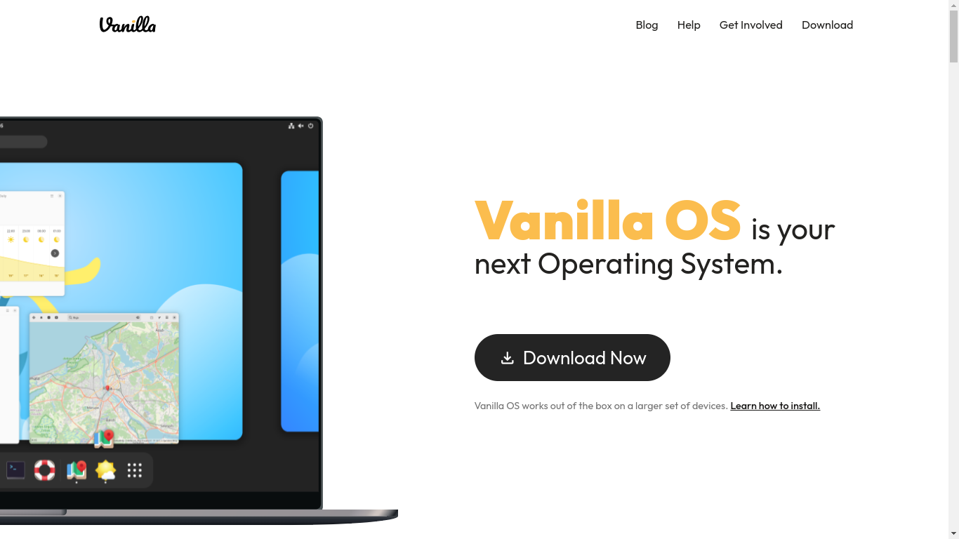 Novo site  do Vanilla OS