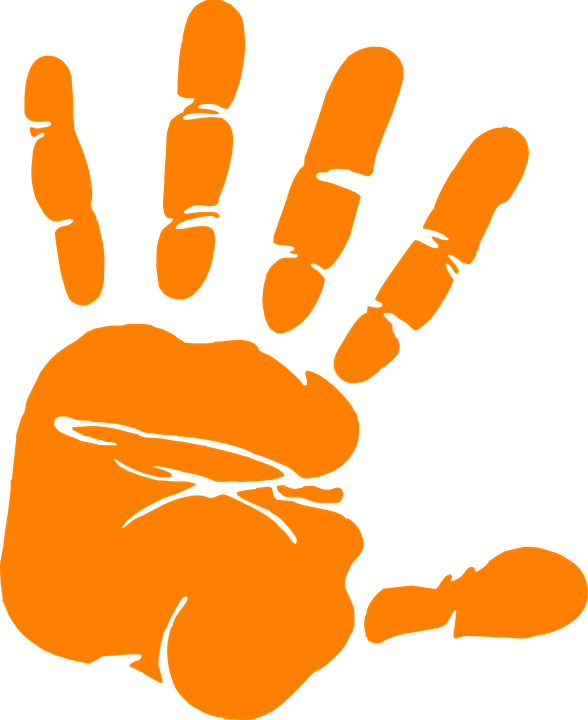 Hand, Print, Palm, Orange