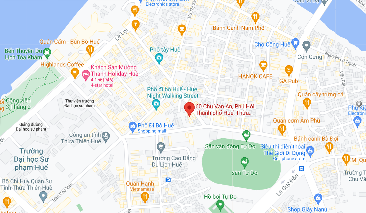 Địa điểm đón/trả khách tại Huế