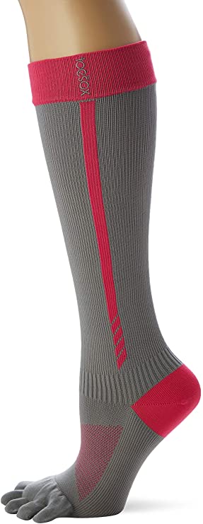toesox Women's Zoe Performance Five Toe Compression Toesocks for Sport, Gym, Running, and Recovery