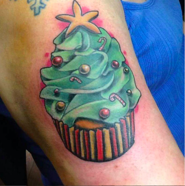 Christmas Cupcake Tattoo
