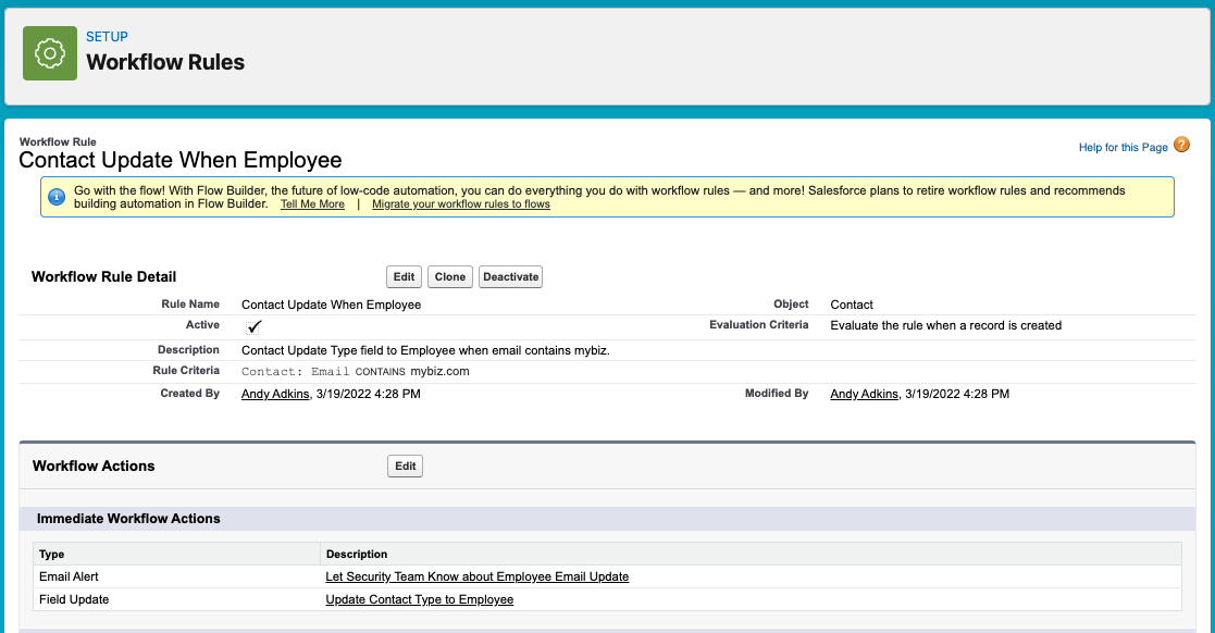 workflow rules to migrate