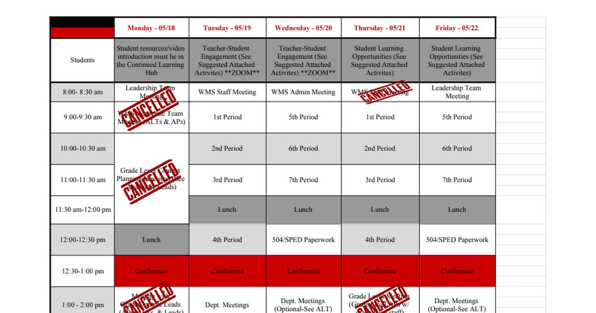 Week of 05/11