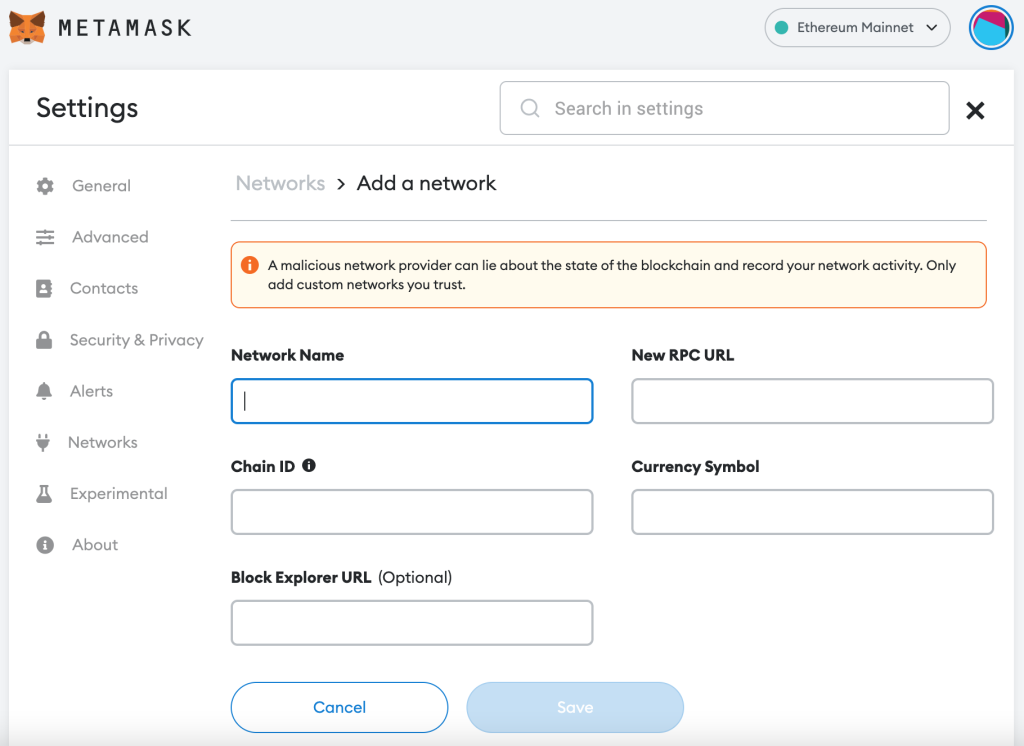 step 3, enter optimism details to metamask