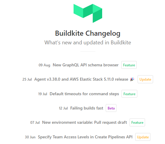 Buildkite release note page