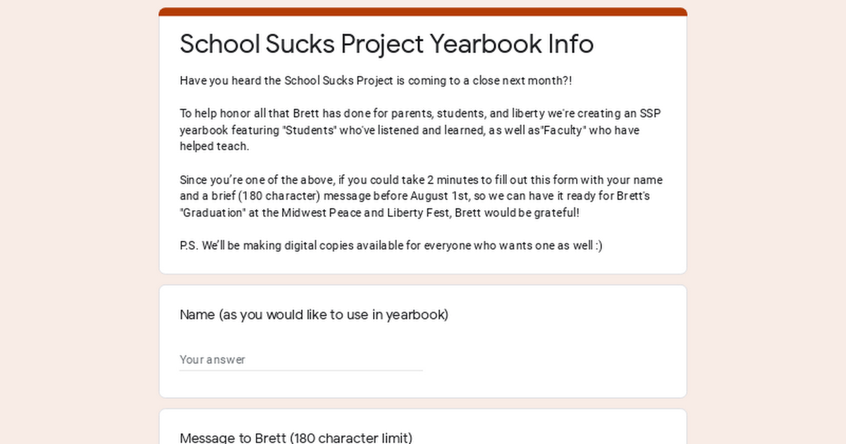 School Sucks Project Yearbook Info