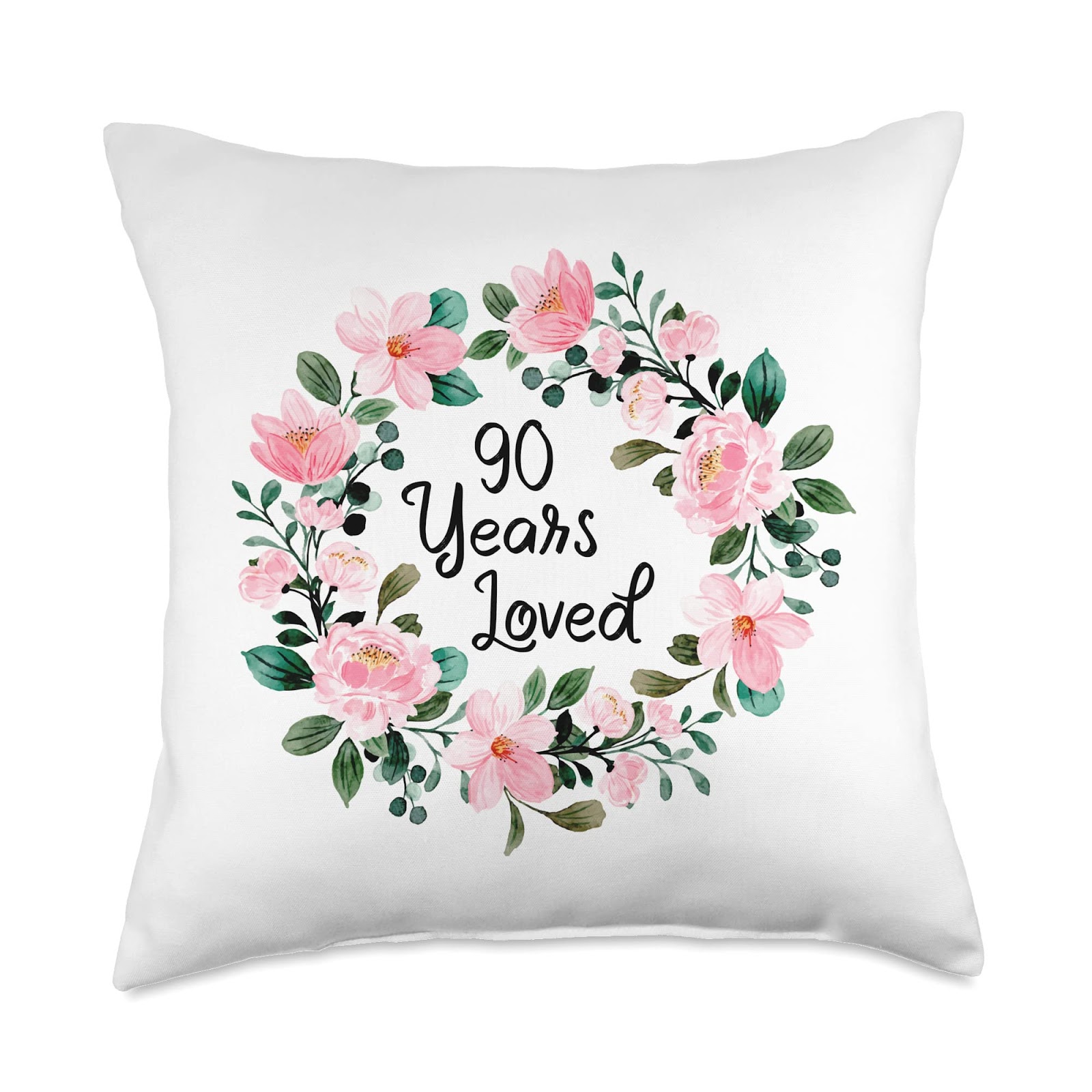 Mom Grandma 90th Birthday Gift Floral Throw Pillow
