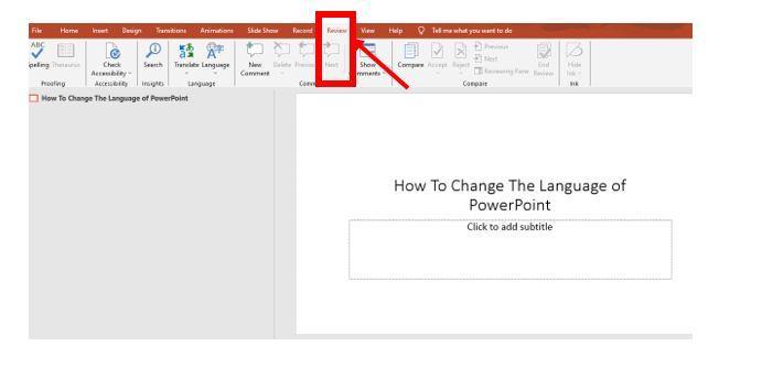 powerpoint change language whole presentation