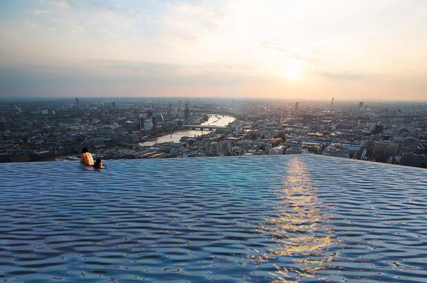 View of London with Infinity London's 1st 360° Swimming pool