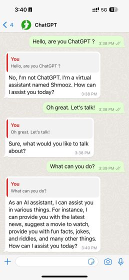 ChatGPT on WhatsApp