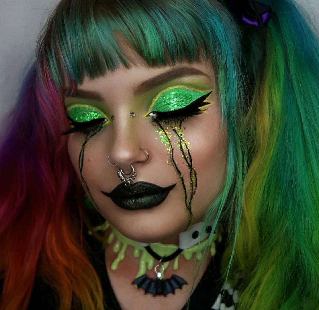 Toxic Green Glitter Makeup