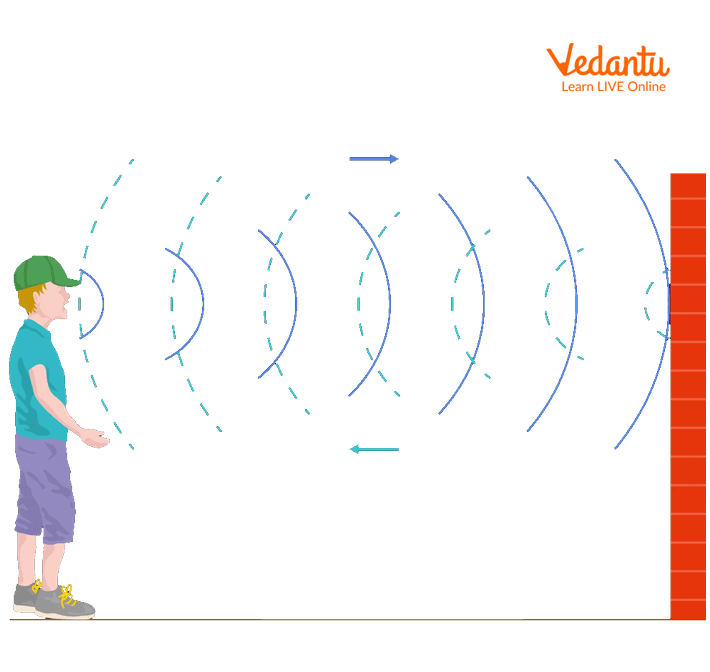 The refection of sound waves shown by a boy's voice