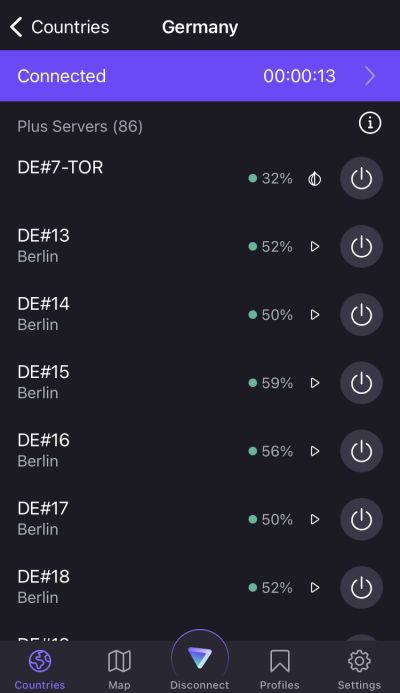 Connect to a server in Germany