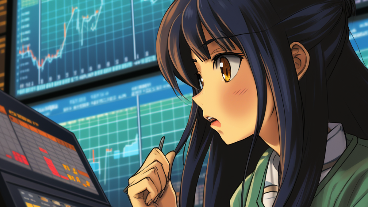 animated girl looking for anime characters as binary options trading