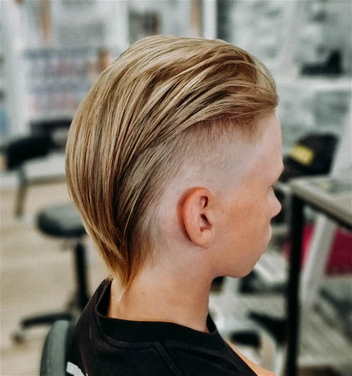 Back view of a slick burst fade mullet