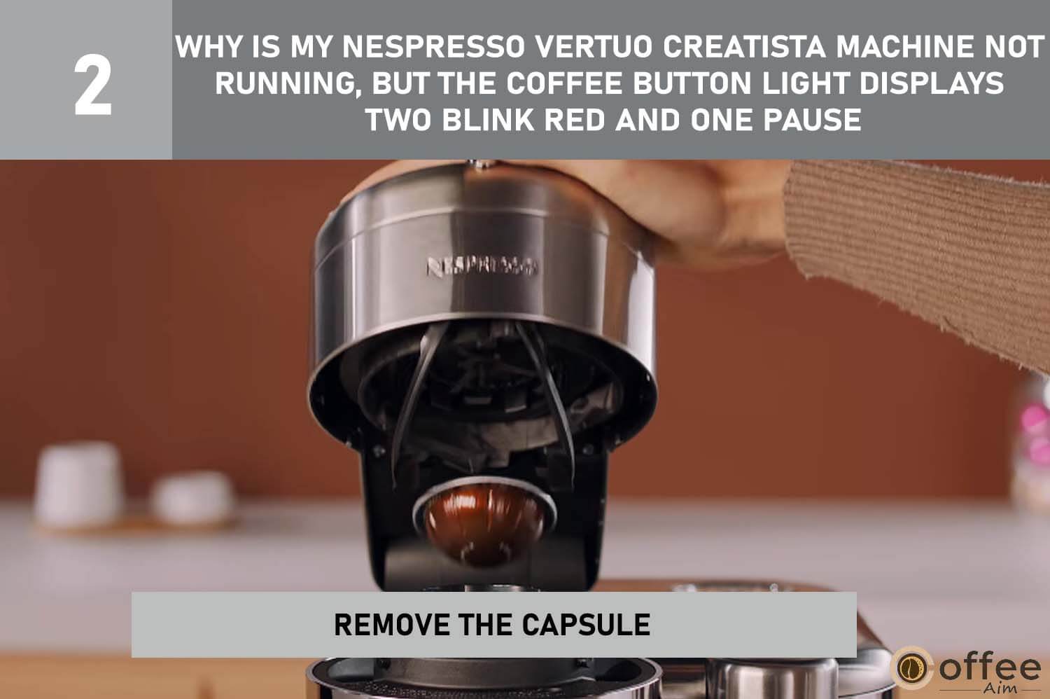 To fix Nespresso Vertuo Creatista issue (blinking red lights), remove the capsule. Follow our guide for detailed troubleshooting steps.