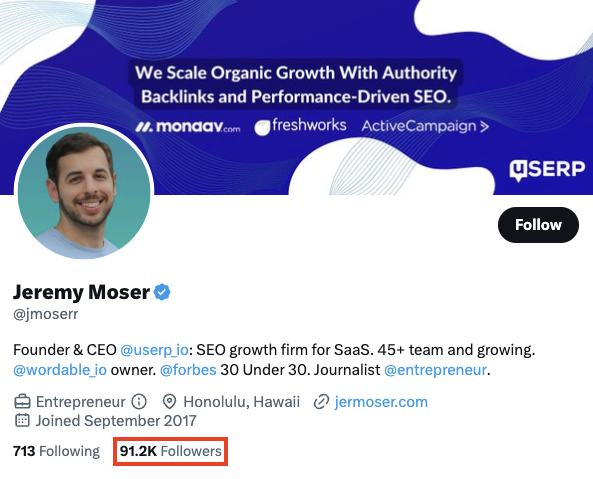Jeremy Moser is a Micro-influencer in SEO.