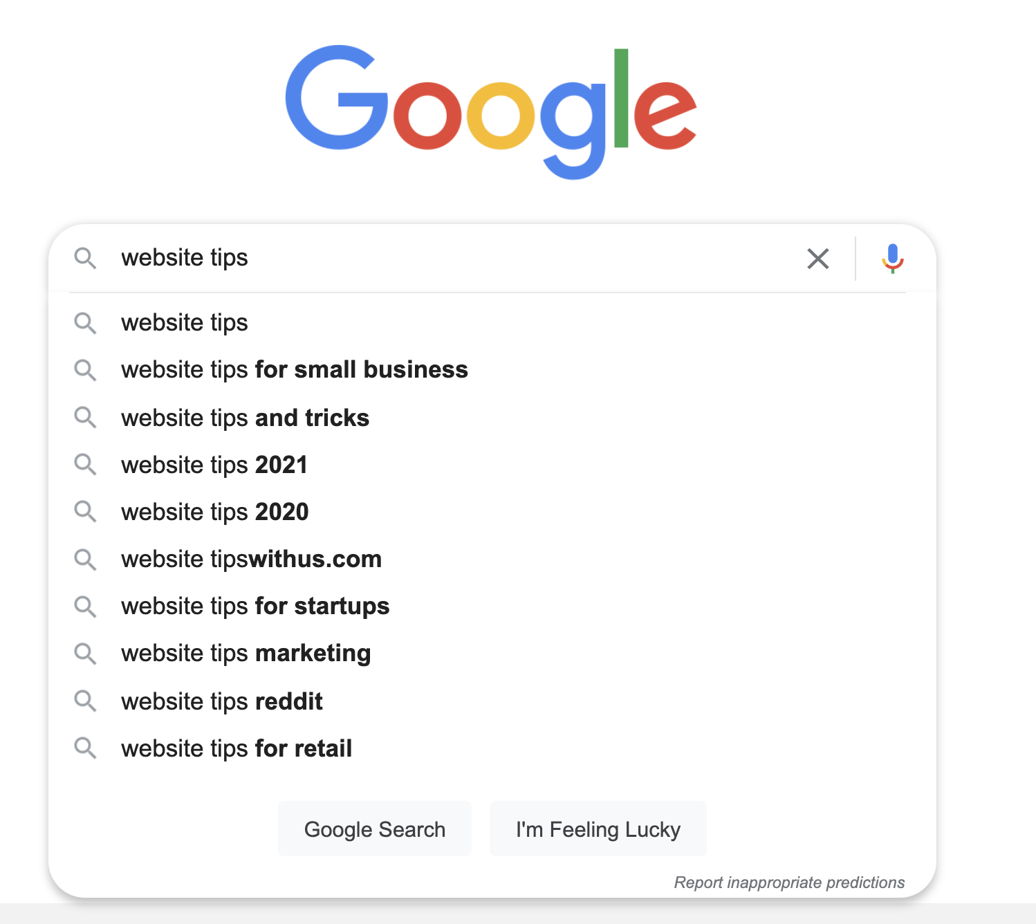 google autocomplete feature