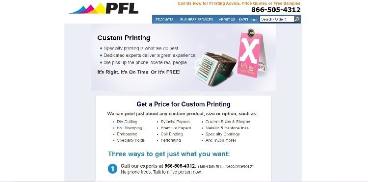 Página de contacto PrintingForLess