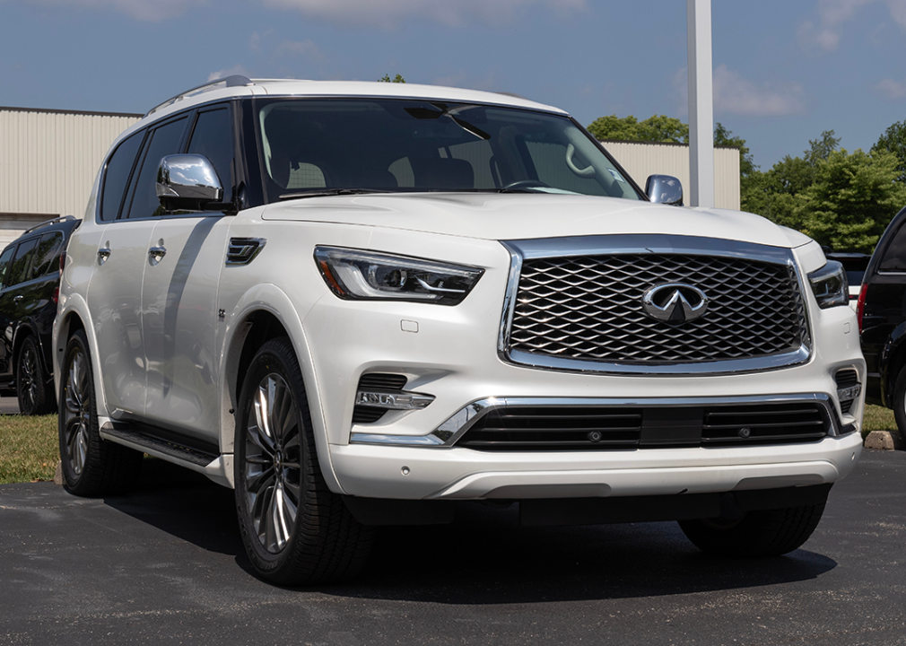 Used Infiniti QX80 display at a dealership.