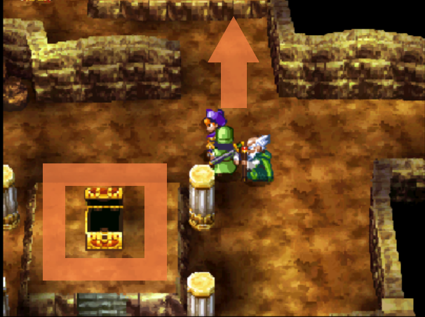 The locations of all the chests on this floor (3) | Dragon Quest IV