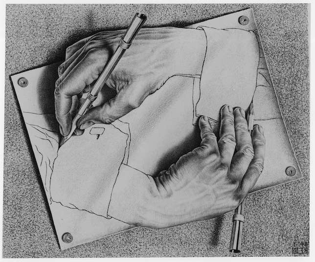 M.C. Escher, Drawing Hands, 1948, lithograph