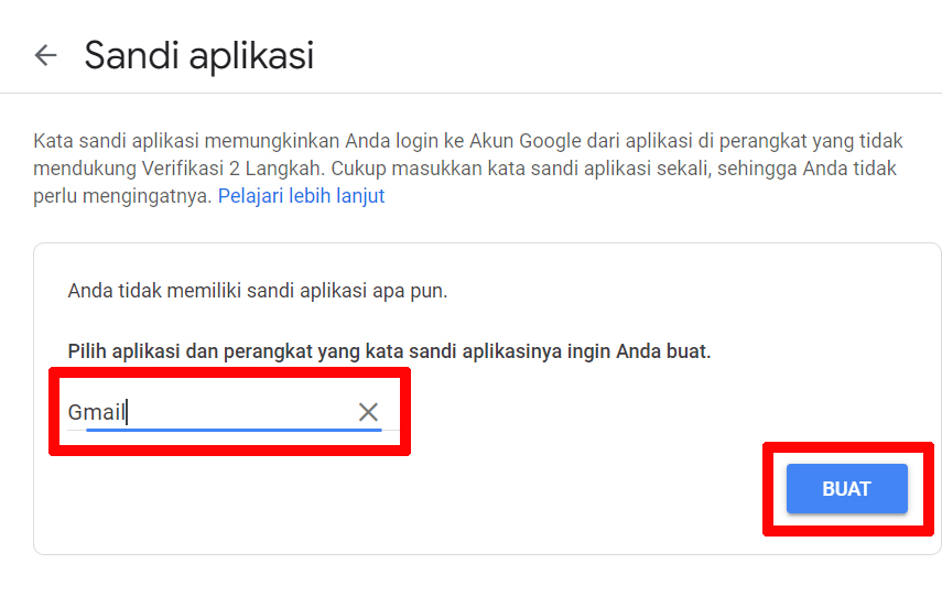 Cara Buat App Password Google
