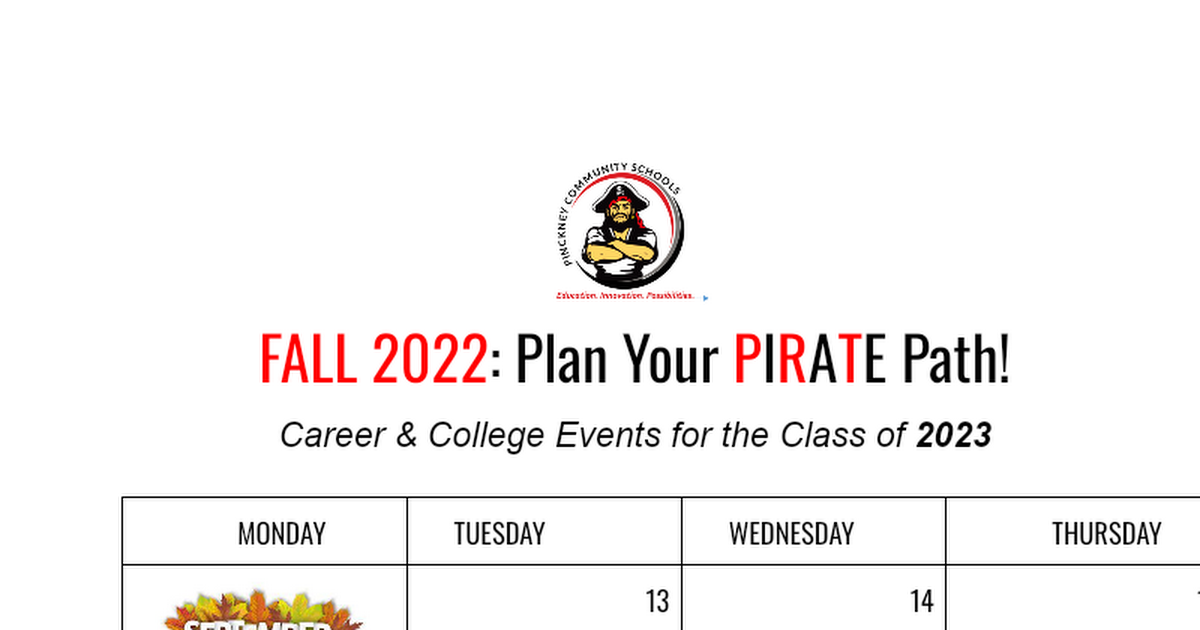 Plan your Pirate Path - FALL 2022