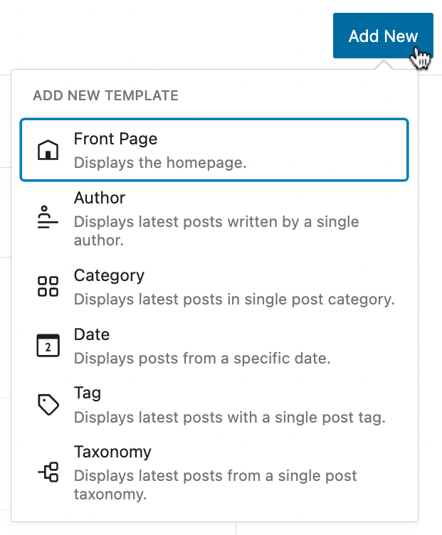 The additional preset templates included in WordPress 6.0